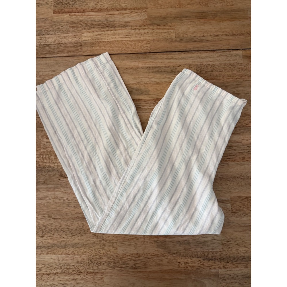 Ralph Lauren Womens Striped Cotton Pajama Pants Blue Pink White Size L